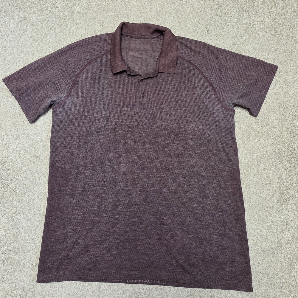 Lululemon Metal Vent Tech Polo Shirt Mens XL Burgundy Red Heathered Short Sleeve